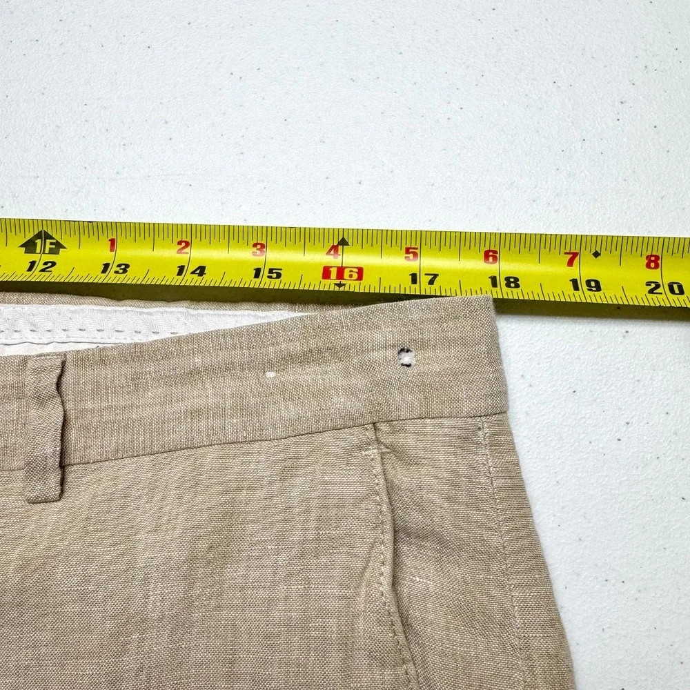 Jos A Bank 1905 Dress Pants Mens 36x31 Beige Linen Flat Front Straight Summer